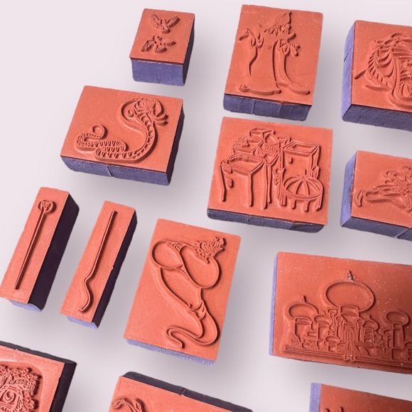 Large Set Of 34 Disney Aladdin Rubber Stamps Jasmine Jafar The Genie Rajah - Picture 11 of 15